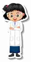 Free vector scientist girl cartoon character sticker