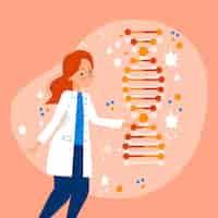 Free vector scientist holding dna molecules concept