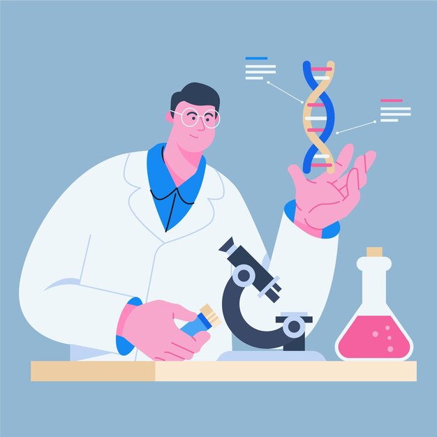 Scientist holding dna molecules