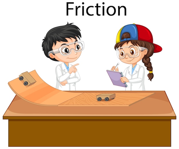 Free vector scientist kids doing friction experiment