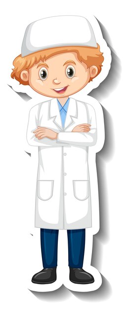 Scientist muslim boy cartoon character sticker