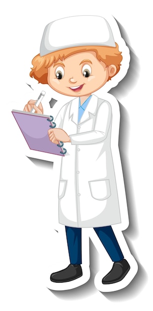 Scientist muslim boy cartoon character sticker