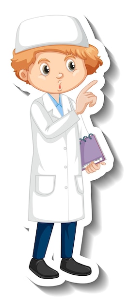Бесплатное векторное изображение Ученый мусульманин мальчик мультипликационный персонаж стикер