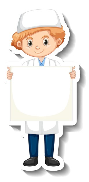 Бесплатное векторное изображение Ученый-мусульманский мальчик держит наклейку с пустой доской