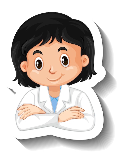 Scientist muslim girl cartoon character sticker