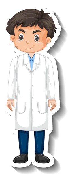 Scientist student boy cartoon character sticker