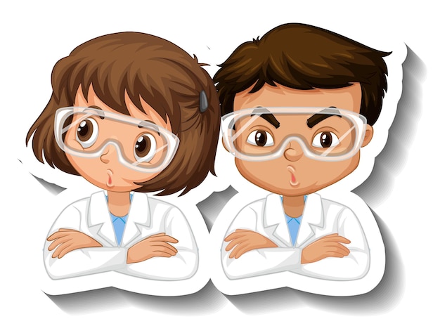 Scientist student cartoon character sticker