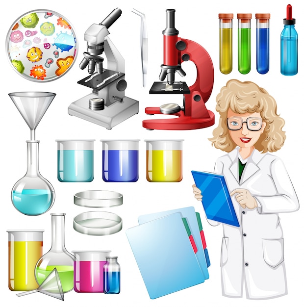 Free vector scientist with science equipment