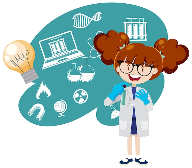 Free vector scientist woman cartoon character