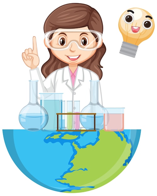 Scientist woman cartoon character