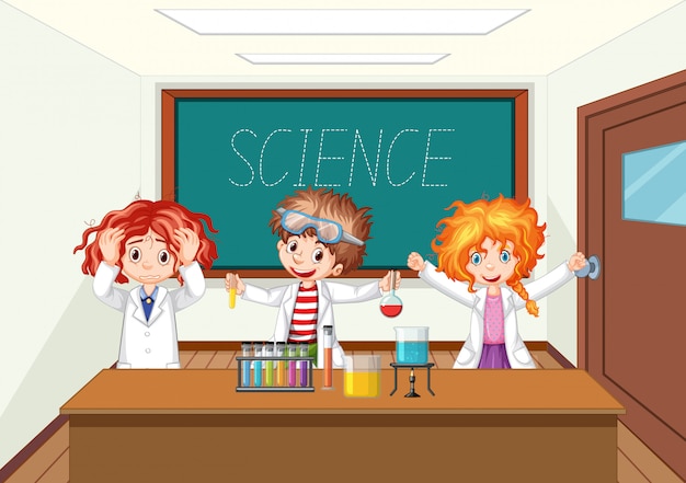 Free vector scientist working with science tools in lab