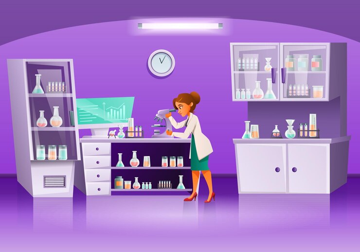 Free Vector scientists colored and cartoon composition