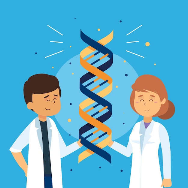 Free vector scientists holding dna molecules illustrated