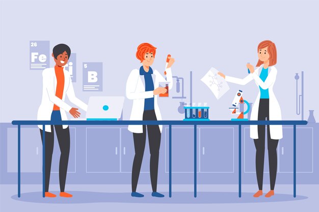 Free vector scientists working concept