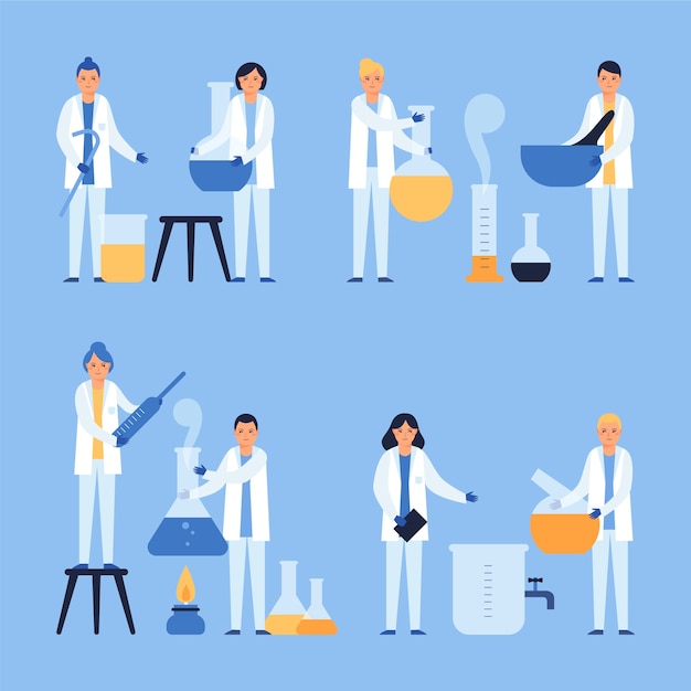 Free vector scientists working pack