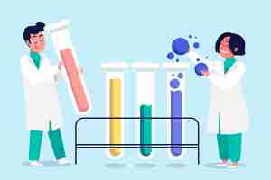 無料ベクター イラストを一緒に働く科学者