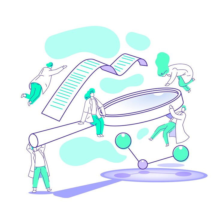 Free Vector scientists working with magnifier