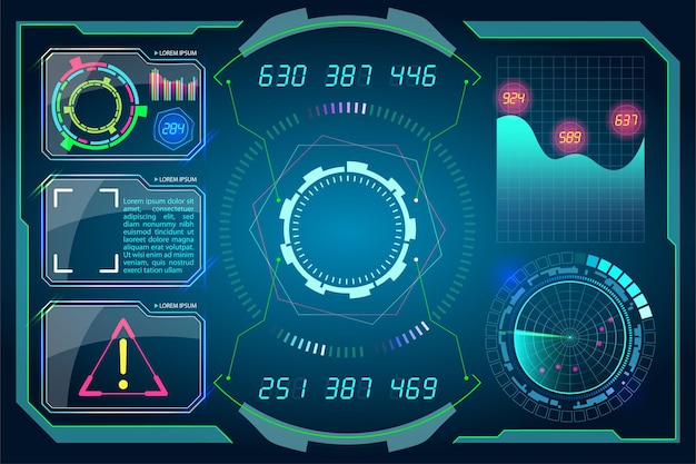 Free vector scifi futuristic hud dashboard display virtual reality technology screen