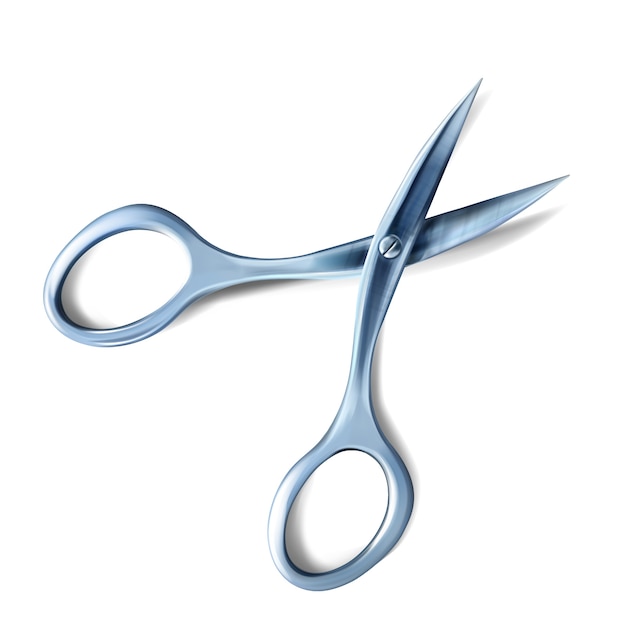 Free vector scissors 3d realistic illustration of metal or still, open or cutting