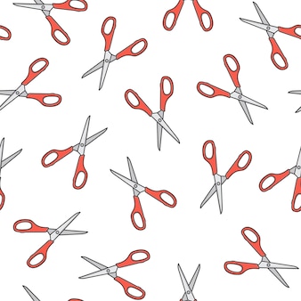 Scissors seamless pattern on a white background. scissors theme illustration
