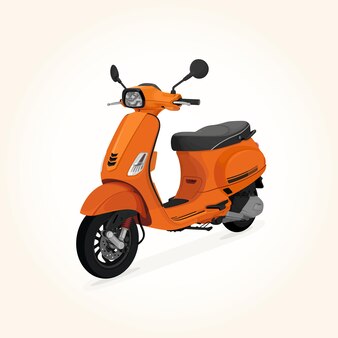 Скутер matic s оранжевый мотоцикл векторные иллюстрации