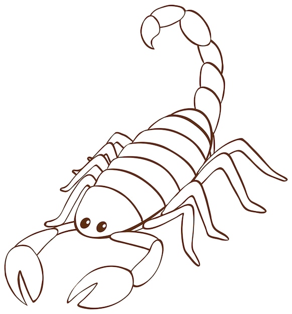 Scorpion in doodle simple style on white background