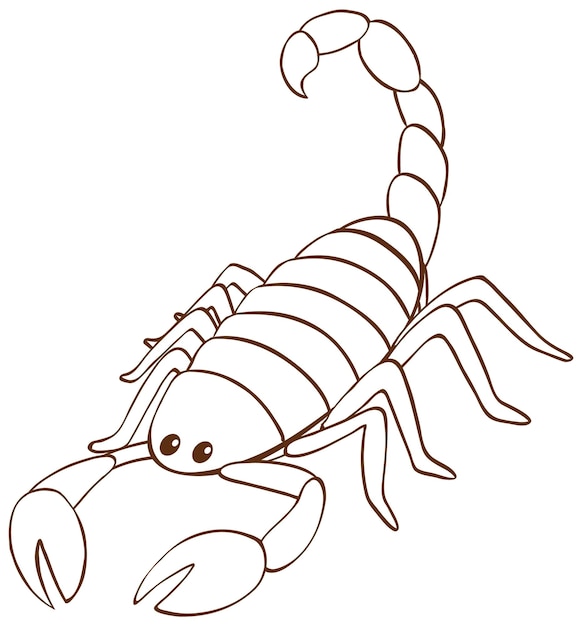 Скорпион в простом стиле каракули на белом фоне