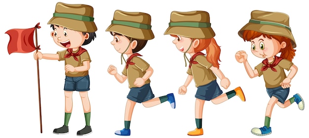 Scout kids walking in line