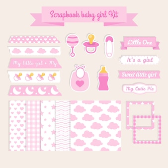 Scrapbook elements baby girl kit