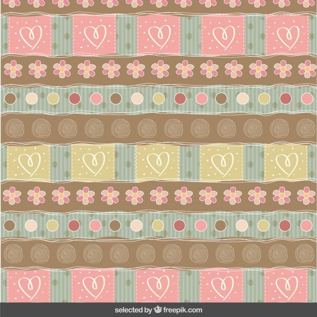 Free vector scrapbook pattern with flowers and hearts