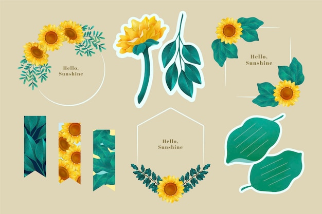 Scrapbook set and frames with sunflower design