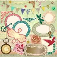 Бесплатное векторное изображение scrapbooking элементы установлены