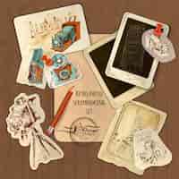 Vettore gratuito scrapbooking vintage set