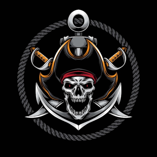 Free vector screaming skull pirate  illustration