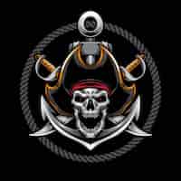 Free vector screaming skull pirate  illustration