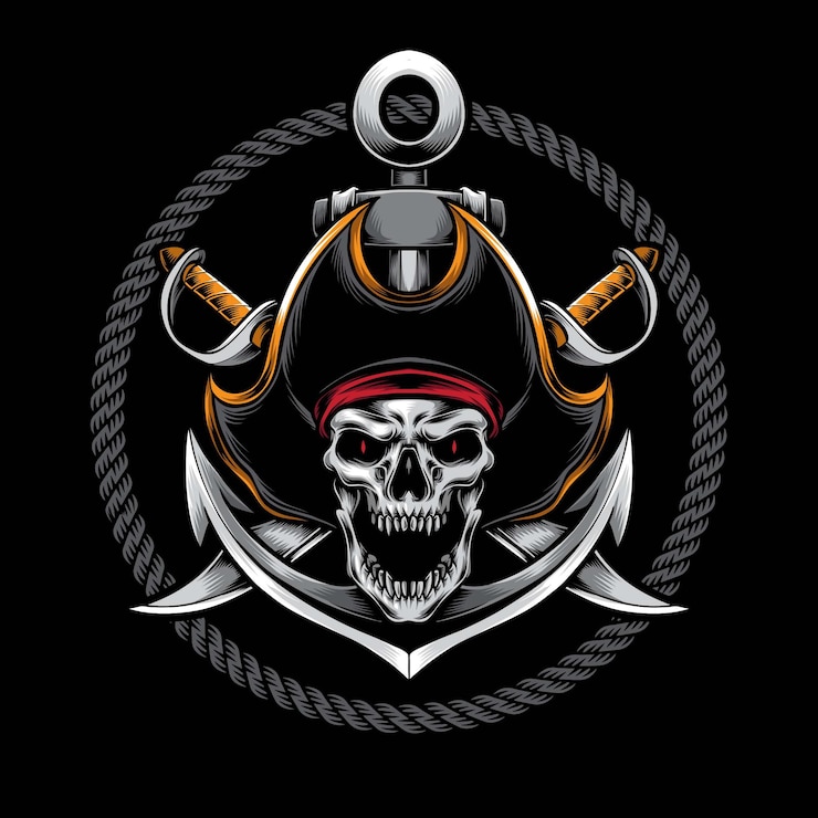 Free Vector screaming skull pirate  illustration