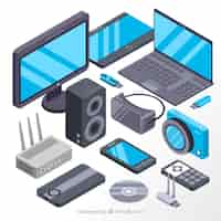 Free vector screens and isometric electronic devices