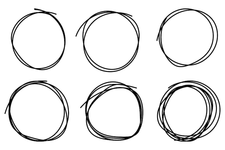 Free Vector scribble circles overlapping lines set