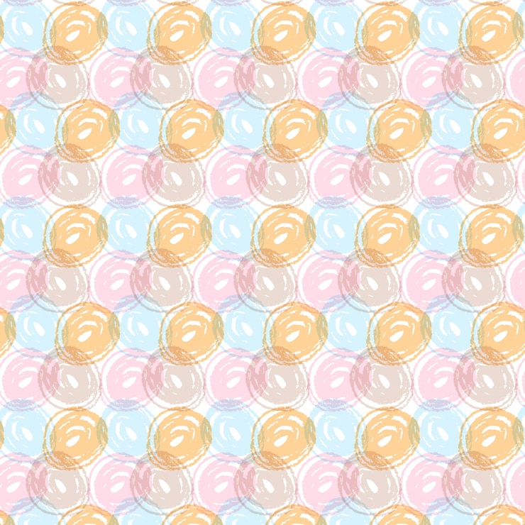 Free Vector scribble circles seamless pattern in pink orange and blue
