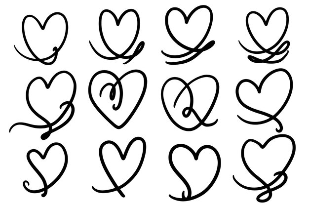 Scribble heart shaped doodle clipart