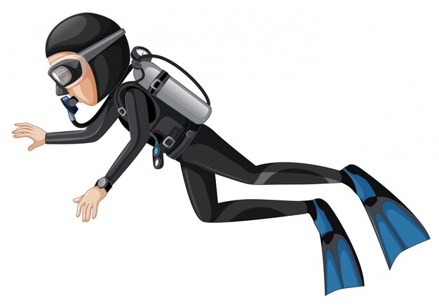 A scuba diver on white background