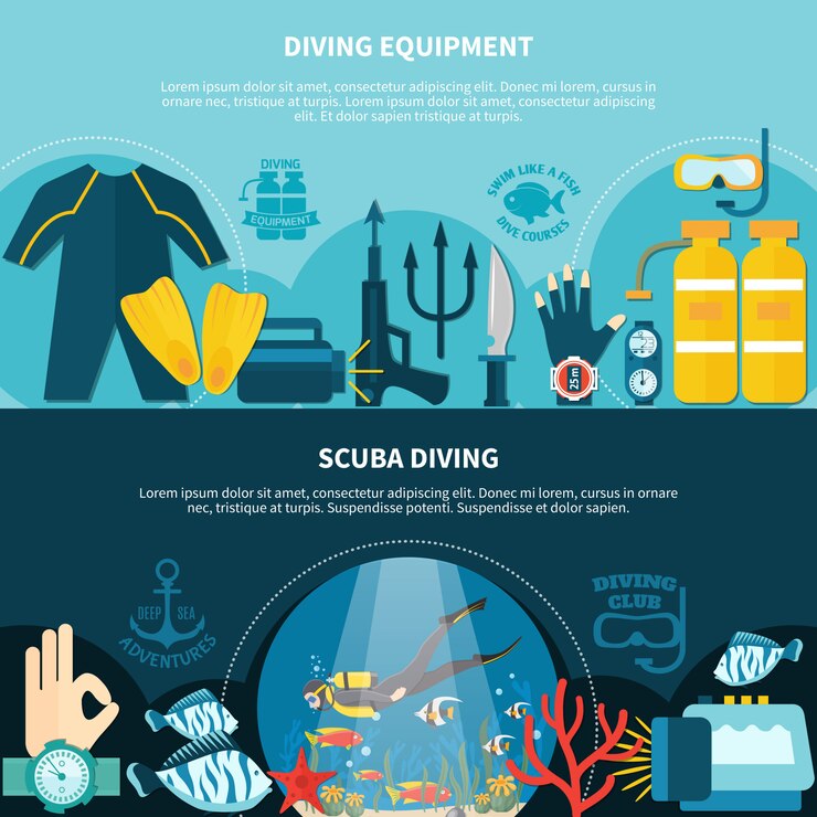 Free Vector scuba diving horizontal banners