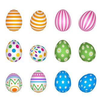 다채로운 장식 계란의 고립 된 부활절 달걀 컬렉션의 se