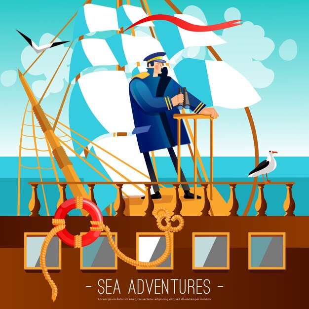 sea adventures cartoon illustration 