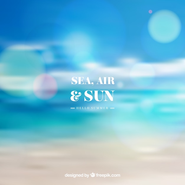 Free vector sea air and sun with blurred background