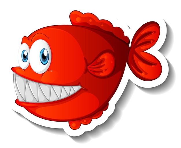 Наклейка из мультфильма морских животных с милой рыбкой