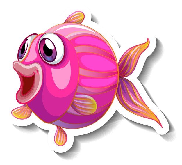 Sea Animal Cartoon Sticker with Cute Fish