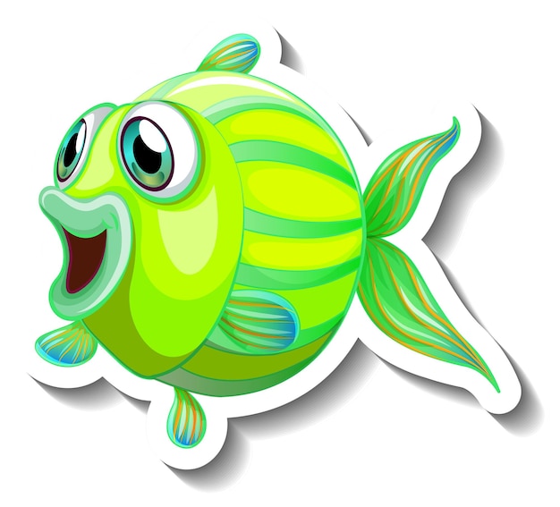 Free vector sea animal cartoon sticker with cute fish