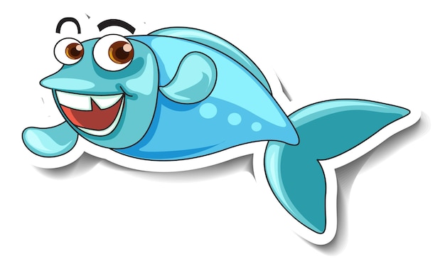 Sea Animal Cartoon Sticker with Cute Fish