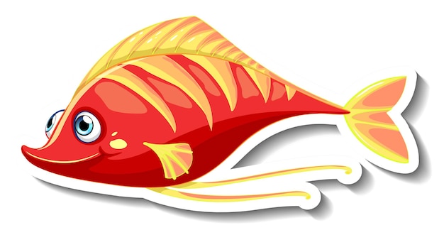Бесплатное векторное изображение Наклейка из мультфильма морских животных с милой рыбкой